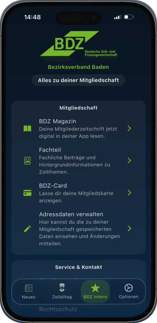 BDZ regional: Mitgliederbereich mit BDZ Magazin, Fachteil, BDZ-Card und Adressdaten